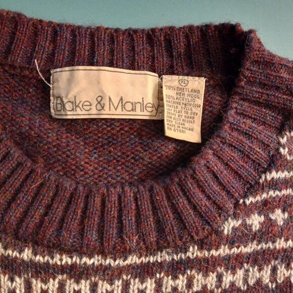 Vintage Blake & Manley Men's XL Shetland Wool Blend Sweater - Picture 2 of 7